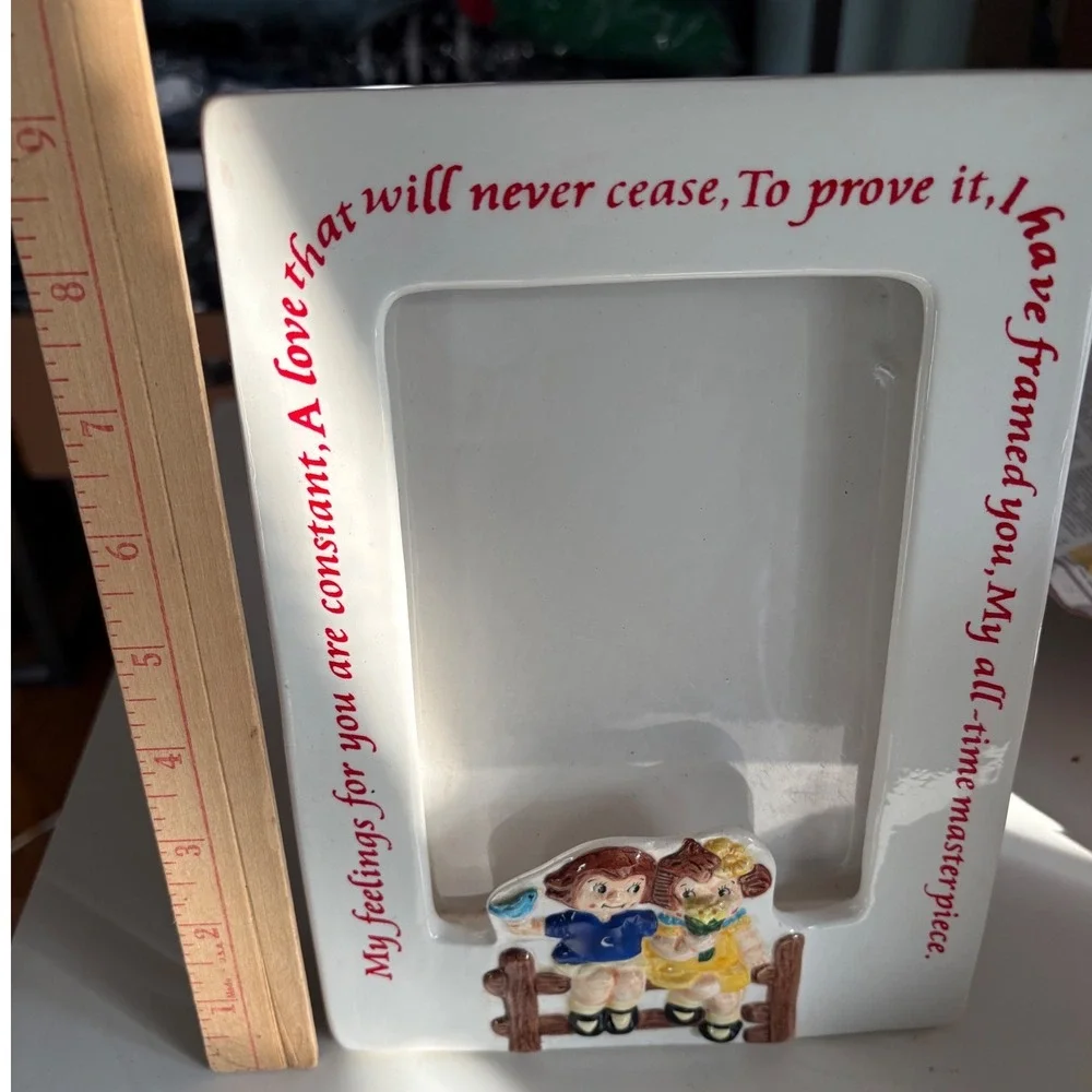 Vintage 1999 Campbell Kids Ceramic Photo Frame Houston Harvest Love Poem 8.5x6.5